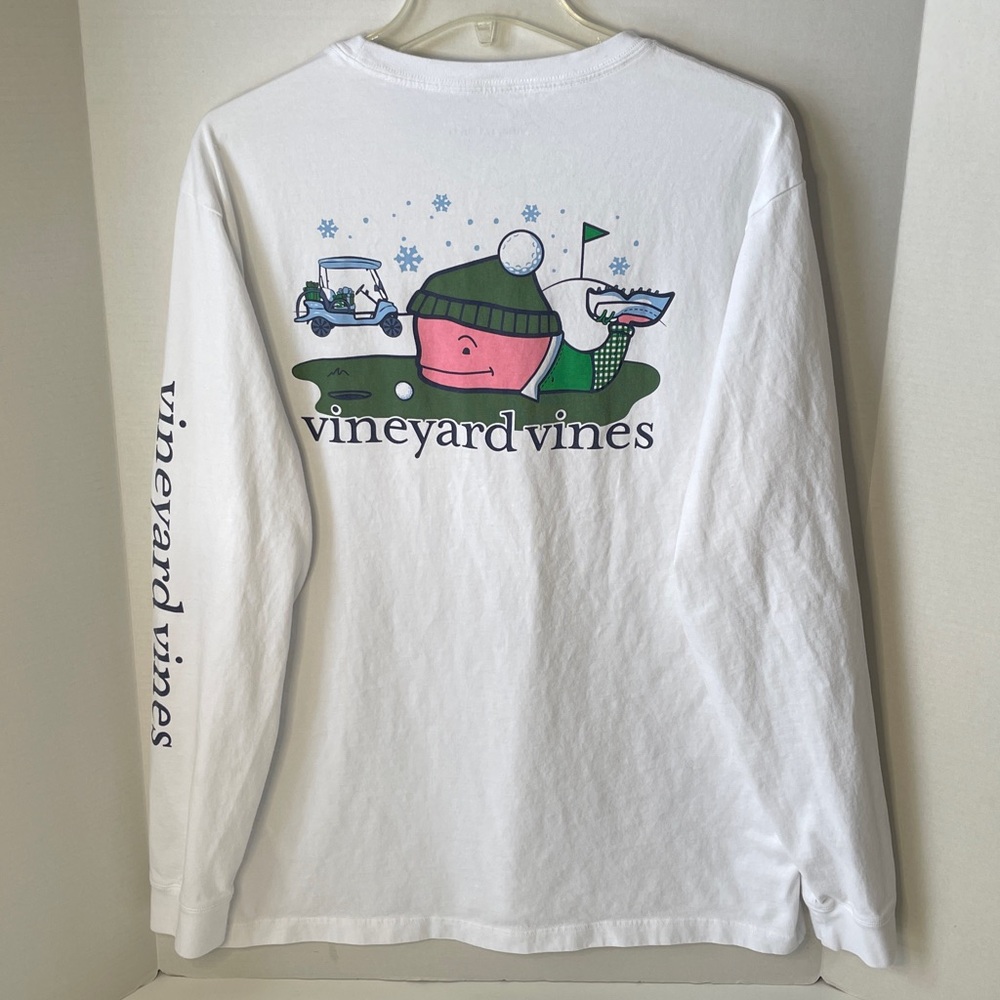 Vineyard Vines  Size XL White Graphic Long Sleeve Tee Winter Golf